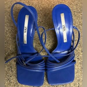 Gently WornZara Women's Vibrant Blue Heeled Sandals. Sz 36